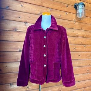 Quilted Burgundy Velvet Fall Blazer Smoking Jacket by Blushe by Spiegel Large